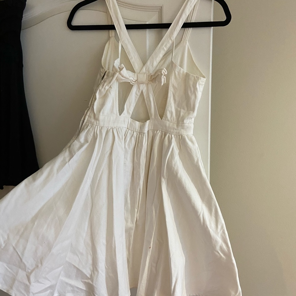 White Flowy Bow Tie Back Dress